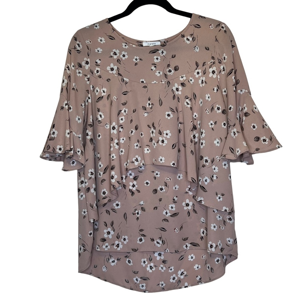 Pleione Floral Layered Flowy Top Dusty Rose